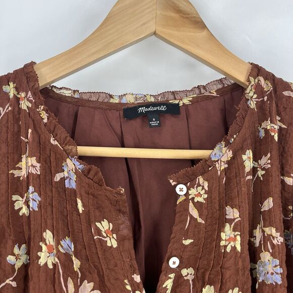 Madewell Norma Rae Dress Size Small Floral Print Long Sleeve Mini Cottagecore - Picture 3 of 10